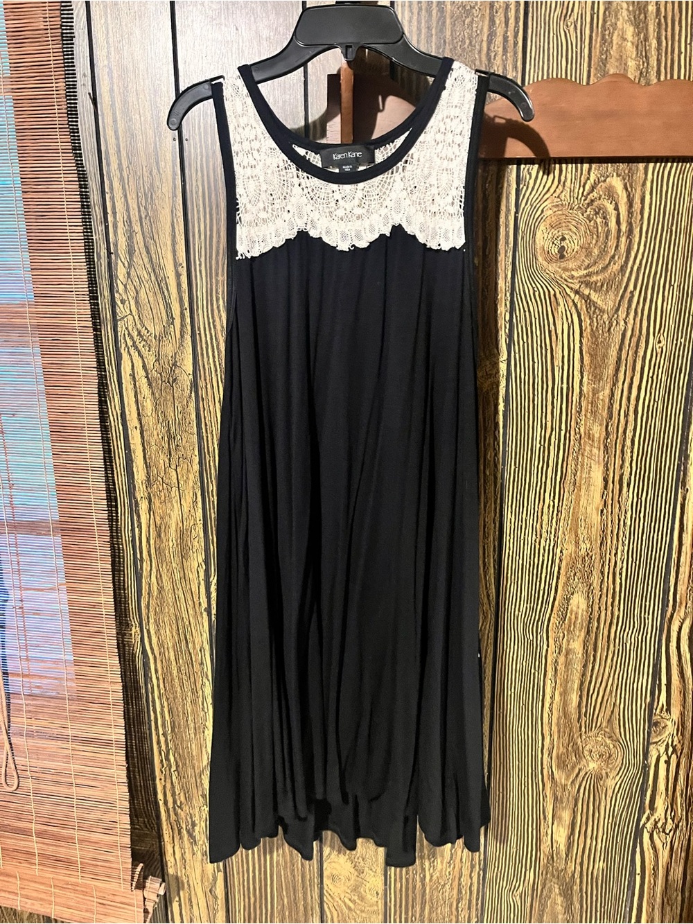 Karen Kane Black Midi Dress with Cream Lace Yoke